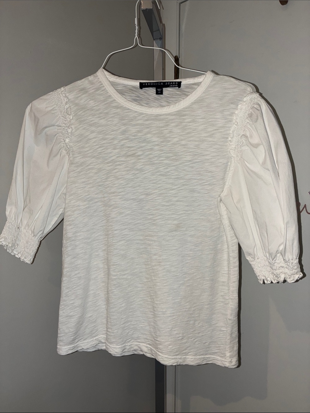 Veronica Beard Blouse White Top Short Sleeve Tee